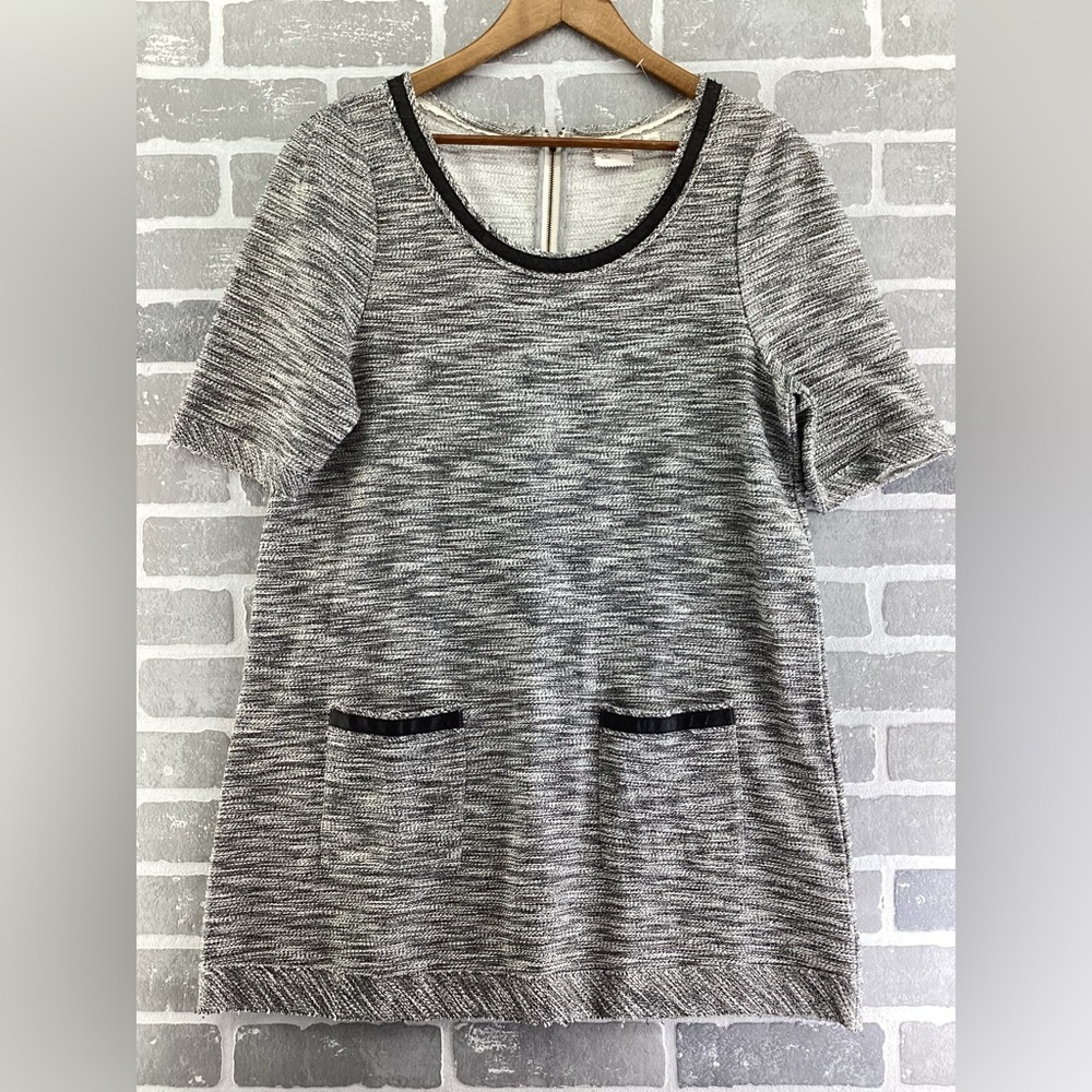 Anthropologie Postmark Boucle Tweed Tunic Dress Faux Leather Trim Size xl‎